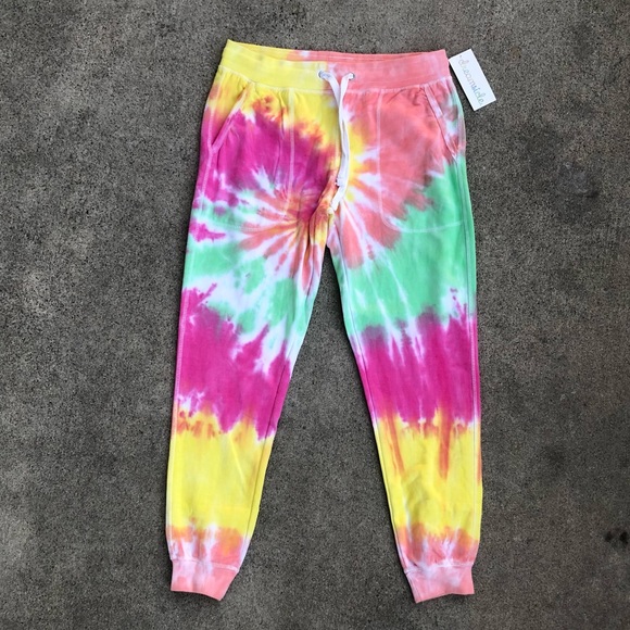 Dreamsicle Joggers Sweatpants Tie-dye Rainbow NWT - Picture 1 of 6